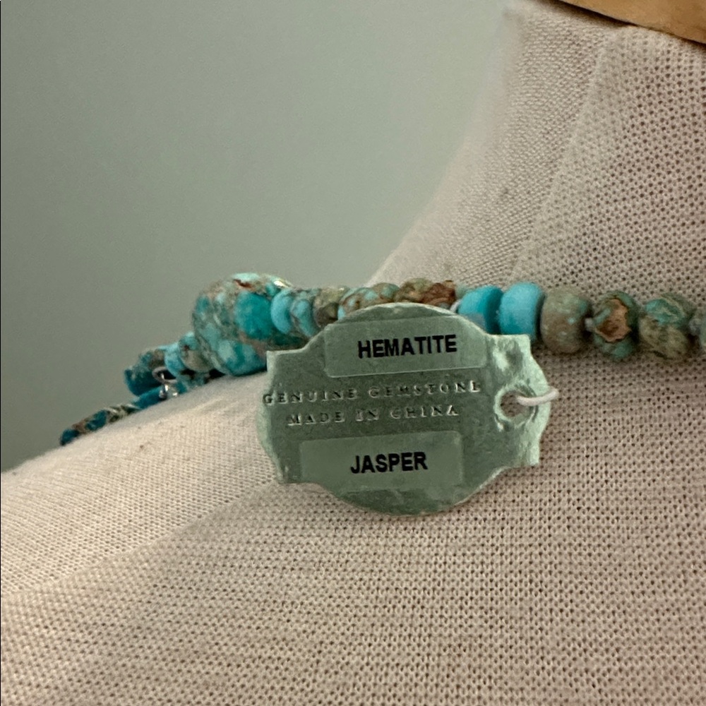 Turquoise Hematite Jasper Statement Necklace - Picture 4 of 4